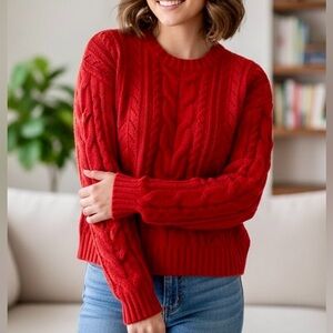 NWT Women's Cable Knit Sweater - Red